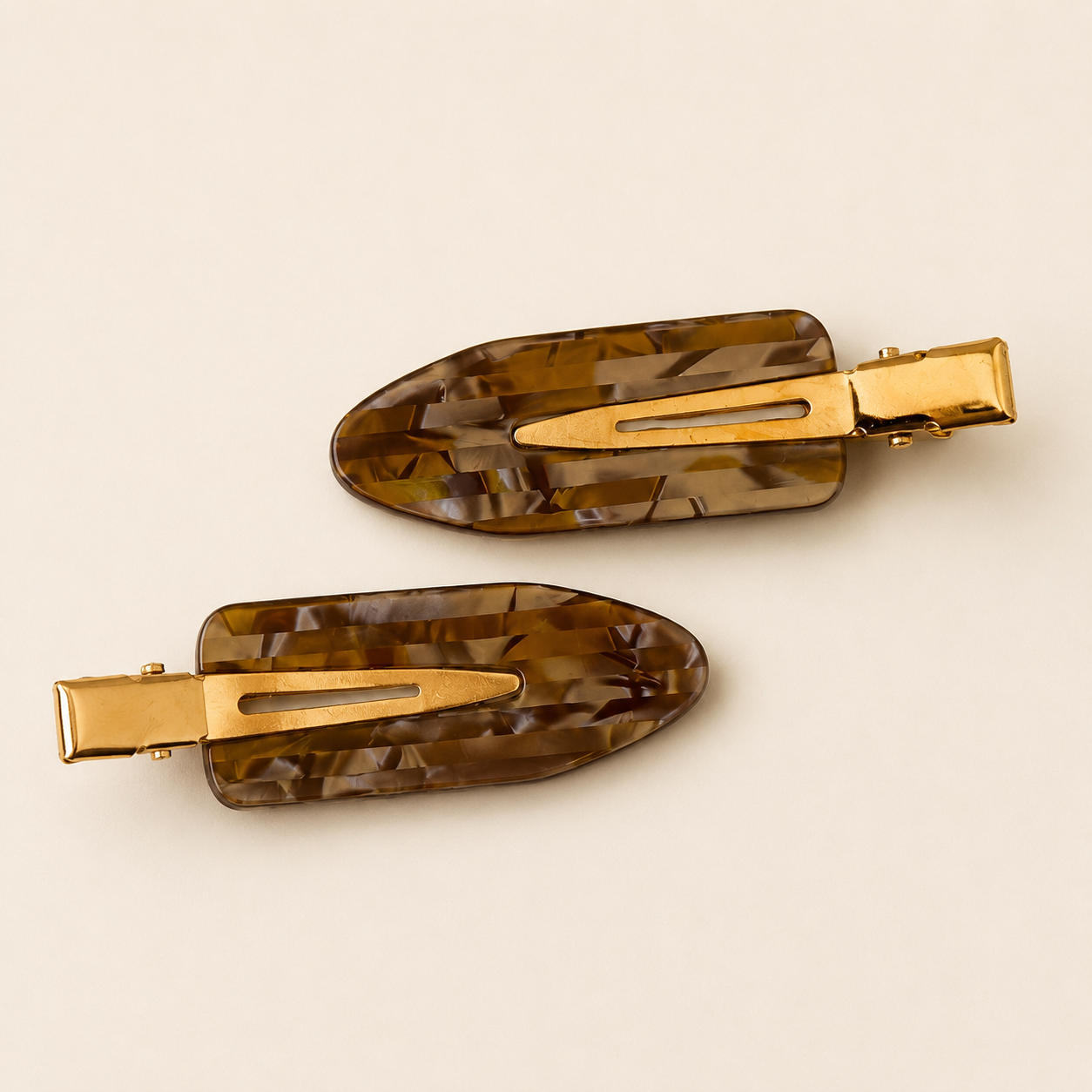 Lot de 2 barrettes - motif écaille de tortue marron