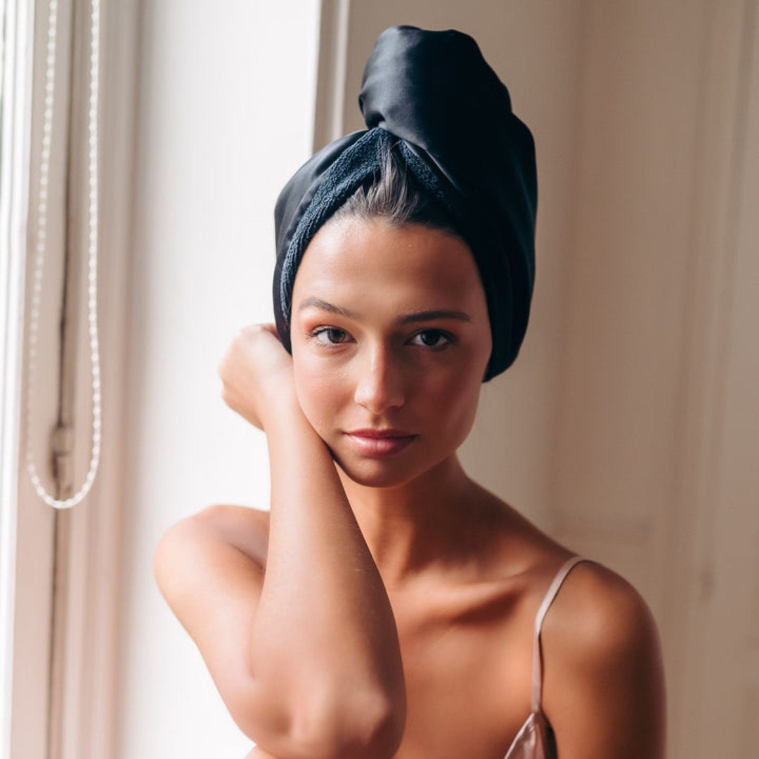 SERVIETTE TURBAN MICROFIBRE ET SOIE